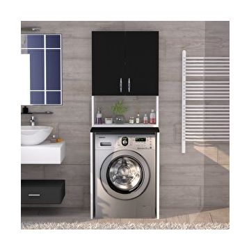 Moonlife Beyaz Üst Dolaplı Çok Amaçlı Çamaşır Makinesi Dolabı
