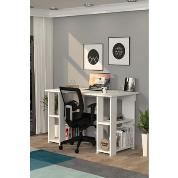 Moonlife Hipo Beyaz Kitaplıklı Çalışma Masası