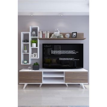 Moonlife İstanbul Dolaplı 2 Beyaz Ceviz Michonne Tv Ünitesi