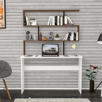 Moonlife MNLFCM004 Siyah Kaya Kitaplıklı Çalışma Masası