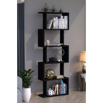 Moonlife Zero Dekoratif Siyah Kitaplık