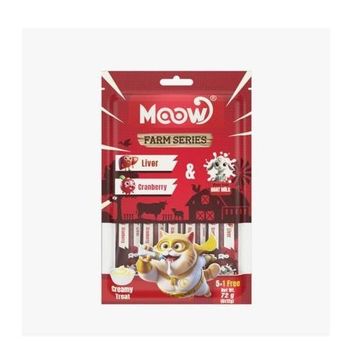 Moow Ciğerli Kızılcıklı ve Keçi Sütlü Yetişkin Sıvı 6x12 gr Kedi Ödül Maması