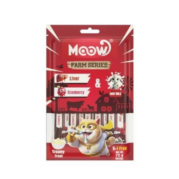 Moow Ciğerli Kızılcıklı ve Keçi Sütlü Yetişkin Sıvı 6x12 gr Kedi Ödül Maması