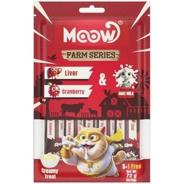 Moow Ciğerli Kızılcıklı ve Keçi Sütlü Yetişkin Sıvı 6x12 gr Kedi Ödül Maması