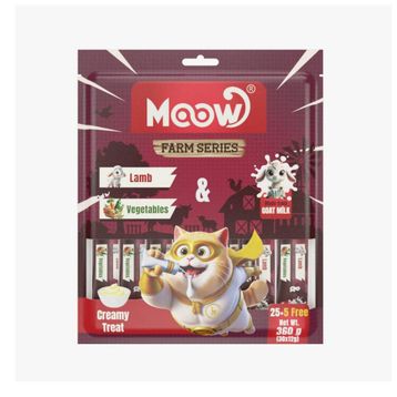 Moow Kuzu Etli Sebzeli ve Keçi Sütlü Yetişkin Sıvı 30x12 gr Kedi Ödül Maması