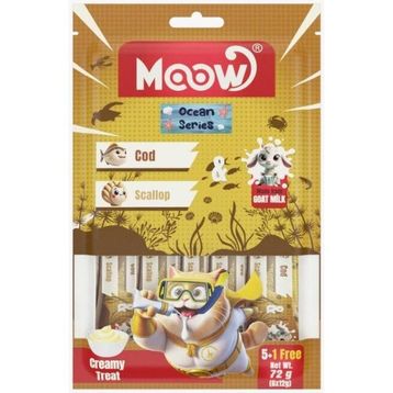 Moow Morina Balıklı Deniz Taraklı ve Keçi Sütlü Yetişkin Sıvı 6x12 gr Kedi Ödül Maması