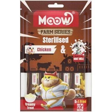 Moow Tavuklu Keçi Sütlü 6x12 gr Sterilised Kedi Krema Ödülü