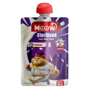 Moow Taze Somon ve Keçi Sütlü Kısırlaştırılmış Ezme 90 gr Kedi Ödül Maması