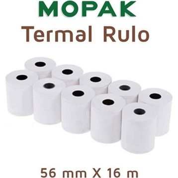 Mopak 56 mm x 16 m 10 Paket 100 Rulo Termal Pos Yazarkasa Kağıdı