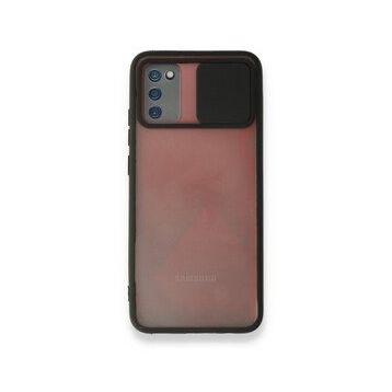 Mor Aksesuar Samsung Galaxy A02s Palm Buzlu Kamera Sürgülü Silikon Siyah Kılıf