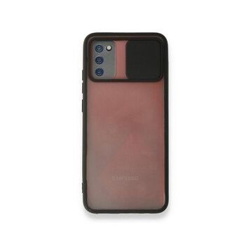 Mor Aksesuar Samsung Galaxy A02s Palm Buzlu Kamera Sürgülü Silikon Siyah Kılıf
