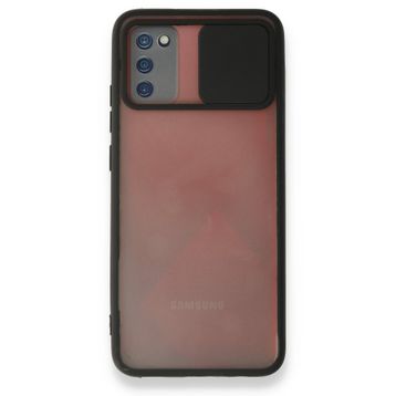 Mor Aksesuar Samsung Galaxy A02s Palm Buzlu Kamera Sürgülü Silikon Siyah Kılıf