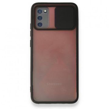 Mor Aksesuar Samsung Galaxy A02s Palm Buzlu Kamera Sürgülü Silikon Siyah Kılıf