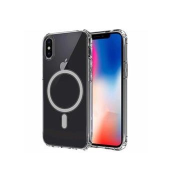 More TR Apple iPhone XS 5.8 Magsafe Şarj Özellikli Şeffaf Sert PC Zore Embos Telefon Kılıfı