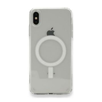 More TR Apple iPhone XS 5.8 Magsafe Şarj Özellikli Şeffaf Sert PC Zore Embos Telefon Kılıfı