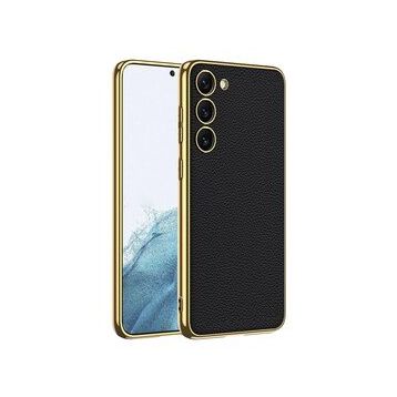 More TR Galaxy S23 Plus Deri Görünümlü Kenarları Elektroplating Kaplama Zore Fizyon Kapak Kılıf