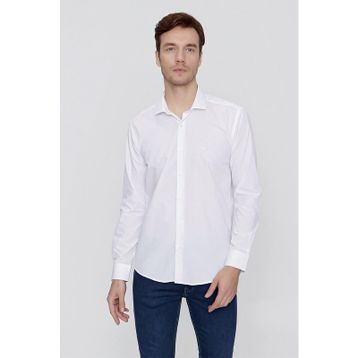 Morven Beyaz Basic Slim Fit Erkek Gömlek