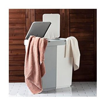 Motek Duo Laundry Gri-Beyaz 80 lt Çamaşır Sepeti