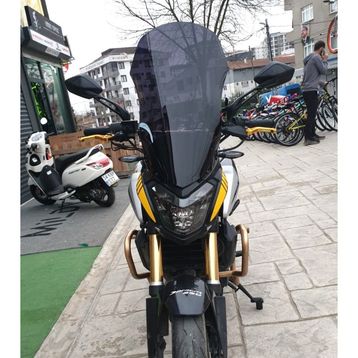 Motocam Bajaj Dominar 250 Ön Cam 2017-2026 Model 58 cm Siyah Renkli 4 mm Motosiklet Rüzgarlık