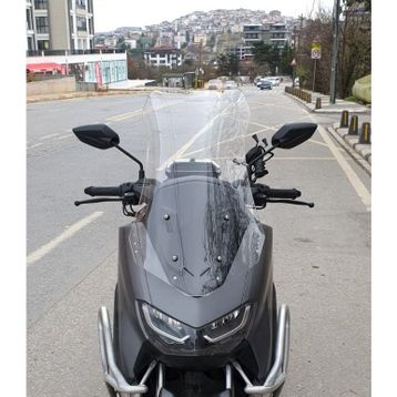 Motocam Falcon Cmax 155 Ön Cam 2023-2026 Model 65 cm Şeffaf Renkli 4 mm Orta Boy Motosiklet Rüzgarlık