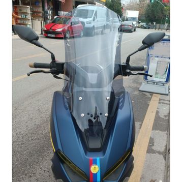 Motocam RKS Vieste 249 Ön Cam 2022-2026 Model 75 cm Füme Renkli 4 mm Uzun Motosiklet Rüzgarlık