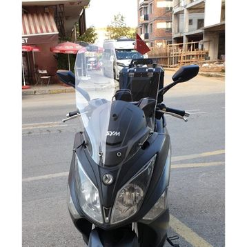 Motocam SYM Joymax 250 İ Ön Cam 2013-2016 Model 65 cm Şeffaf Renkli 4 mm Orta Boylu Motosiklet Rüzgarlık