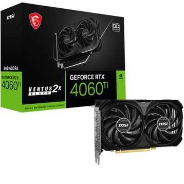 MSI GeForce RTX 4060 Ti Ventus 2X Black E1 OC 8GB GDDR6 Ekran Kartı