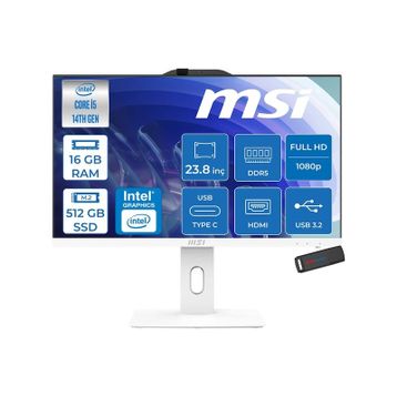 MSI Pro AP242P 14M-1201EU i5-14400 16 GB RAM 512 GB SSD FreeDOS 23.8 inç All in One PC
