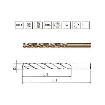 MTE B00005000320 Makina Takım 3.2 mm HSS-E DIN 338 Silindirik Saplı Altın Seri Matkap Ucu