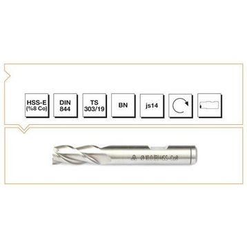MTE B00276181400 14.0 mm HSS E %8 CO DIN 844 BN Silindirik Saplı Kısa Parmak Freze
