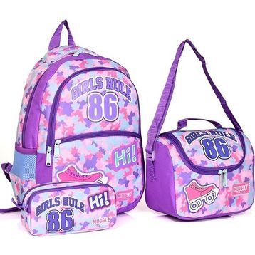 Muggle MU-6788 Girls Rule 3'lü Okul Sırt Çantası Set