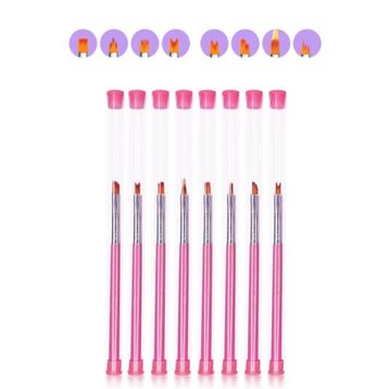 Mujgan Nail Art 8'li Pembe Fırça Seti