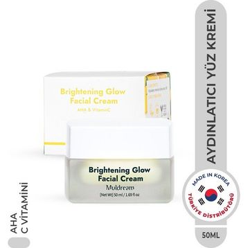 Muldream Brightening Glow Facial Cream Aha ve C Vitamin Kore 50 ml Canlandırıcı Aydınlatıcı Nemlendirici Krem