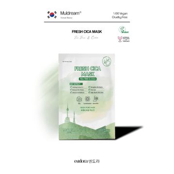 Muldream Fresh Cica Mask Gözenek Sıkılaştırıcı Çay Ağacı Yağı Sebum Dengeleyici Kore 25 ml Kağıt Yüz Maskesi