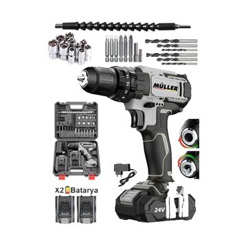 Müller Germany V-Power 2400 Darbeli XR Li-Ion Çift Akülü Şarjlı Vidalama Matkap