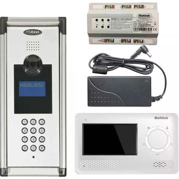 Multitek 18 Daire MB-10 Şifreli Panelli MB-41 4.3 inç Beyaz Görüntülü Diafon Paketi