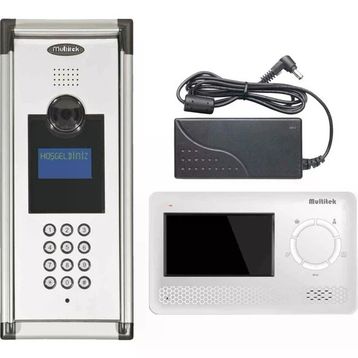 Multitek 5 Daire MB-10 Şifreli Panelli MB-41 4.3 inç Beyaz Görüntülü Diafon Paketi