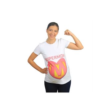 Mummy's Baby Super Mom Beyaz Hamile Tişört