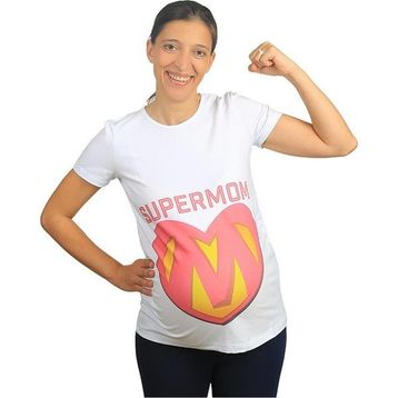 Mummy's Baby Super Mom Beyaz Hamile Tişört