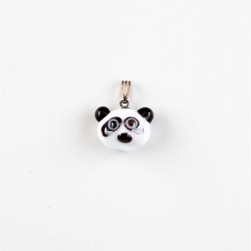 Murano Cam Panda Kafası Kolye Ucu