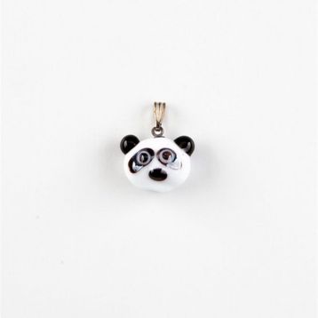 Murano Cam Panda Kafası Kolye Ucu