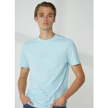 Murphy & Nye EMBOSS Bisiklet Yaka Düz Mavi Erkek T-Shirt