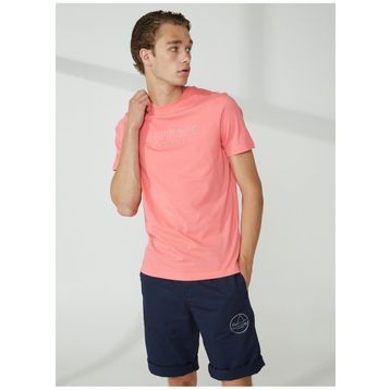 Murphy & Nye EMBOSS Bisiklet Yaka Düz Pembe Erkek T-Shirt