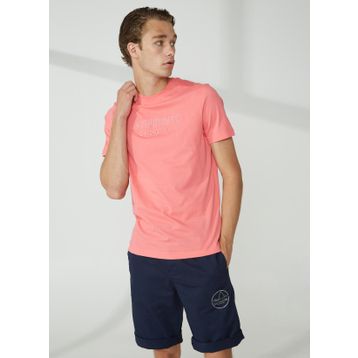 Murphy & Nye EMBOSS Bisiklet Yaka Düz Pembe Erkek T-Shirt