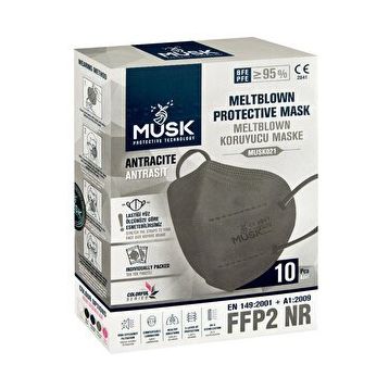 Musk FFP2 10'lu Antrasit Maske