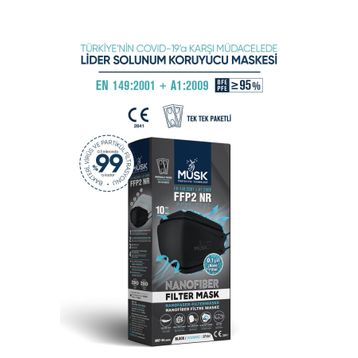 Musk FFP2 10'lu Siyah Maske