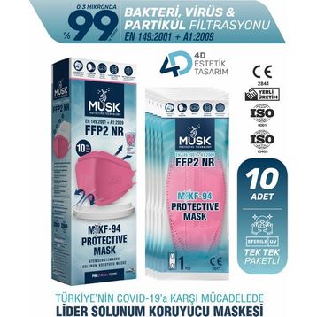 Musk FFP2 Pembe 10'lu Maske