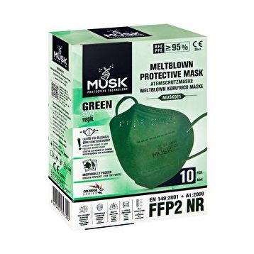 Musk FFP2 Yeşil 10'lu Maske