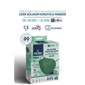 Musk FFP2 Yeşil 10'lu Maske