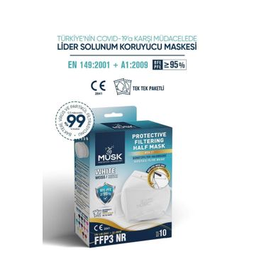 Musk Ffp3 N99 10'lu Beyaz Maske